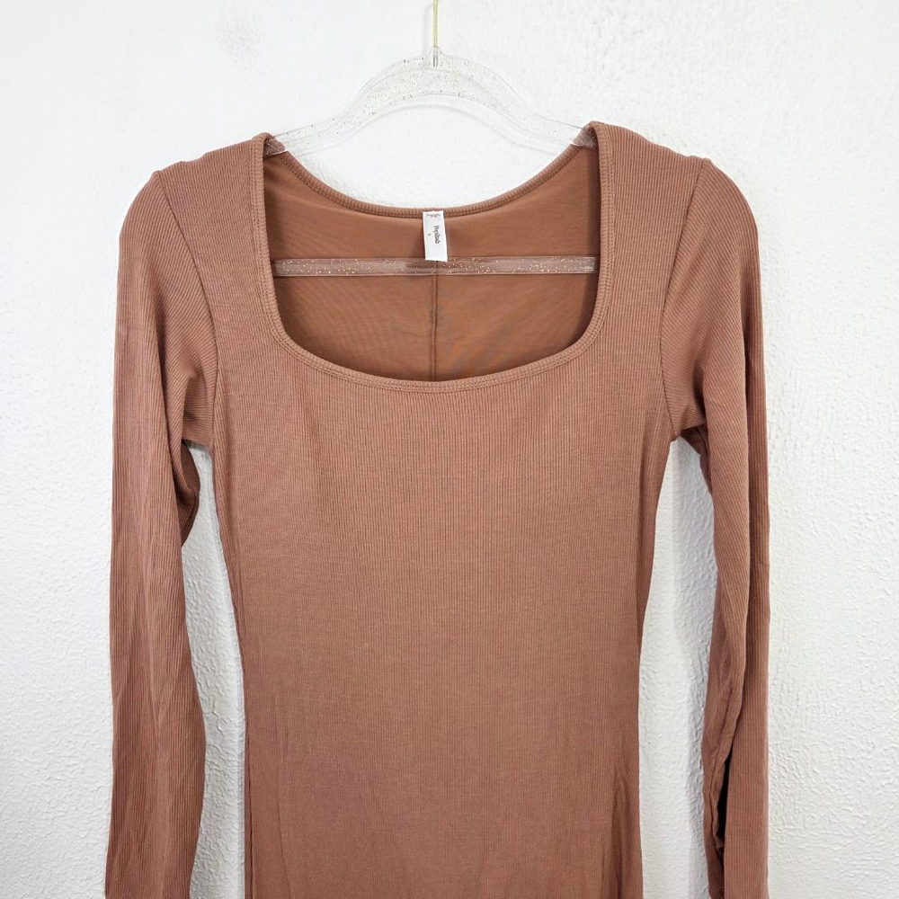 Popilush Shapewear Square Neck Long Sleeve Slimming Modal Maxi Dress brown XL NW - Picture 5 of 8